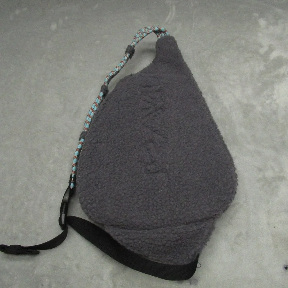 KAVU Rope Bag Unisex Mini Grey Sherpa Fleece‎ Sling Backpack Adjustable Strap